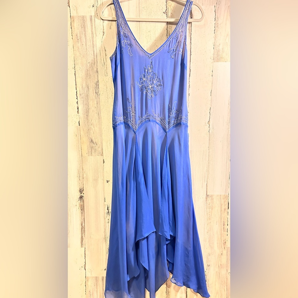 BCBG MaxAzria Silk Blue Long Dress Size 8